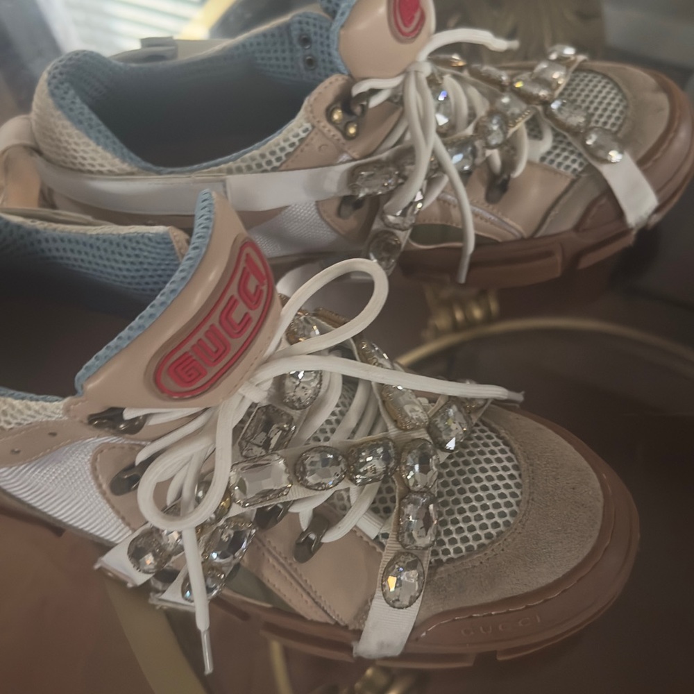 Gucci Kids' Brown and White Embellished Sneakers - Picture 4 of 6